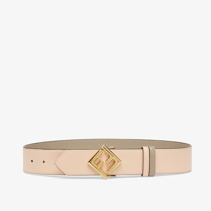 Fendi Belts FF Diamonds Belt Dove Gray Leather Reversible Belt 8211 Women