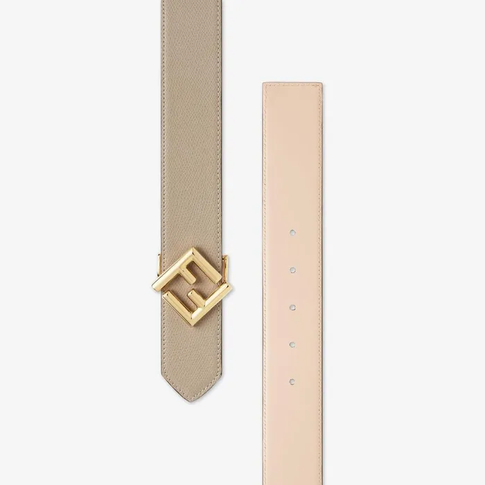 Fendi Belts FF Diamonds Belt Dove Gray Leather Reversible Belt 8211 Women