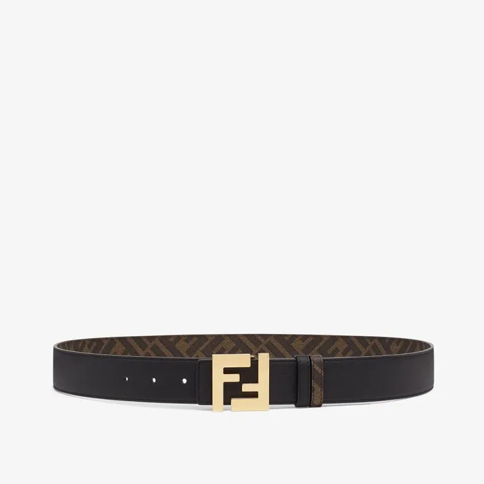 Fendi Belts Squared FF Belt Black Leather Reversible Belt 8211 Men