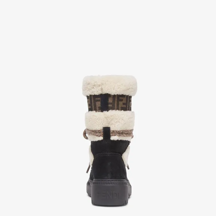 Fendi Boots and Ankle Boots Apres Chic White Sheepskin And Black Suede Boots 8211 Women