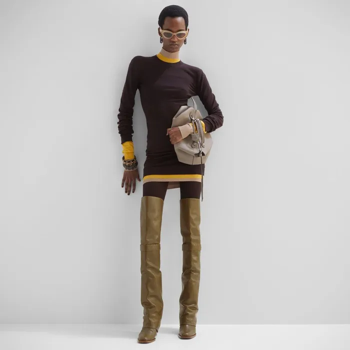 Fendi Boots and Ankle Boots Fendi Show Green Leather Mediumheeled Thighhigh Boots 8211 Women