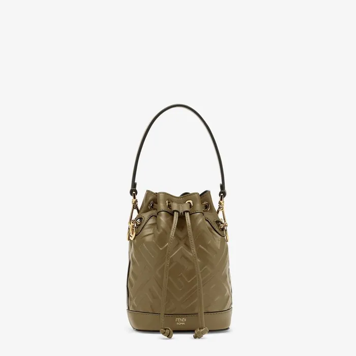 Fendi Bucket Bags Mon Tresor Green Leather Minibag 8211 Women