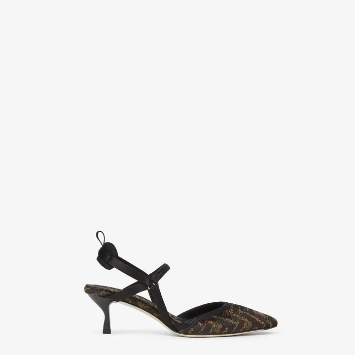 Fendi Colibr Colibr Lite Mediumheel Black Chenille Slingbacks 8211 Women