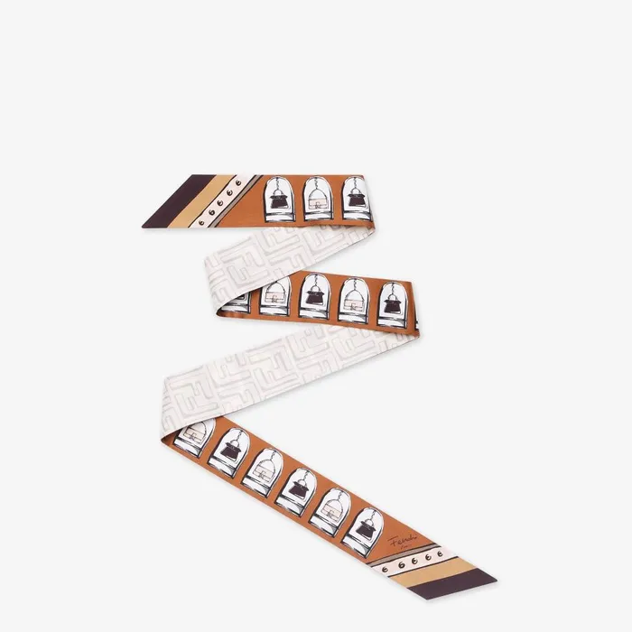 Fendi Hair Accessories Wrappy Brown Silk Bandeau 8211 Women