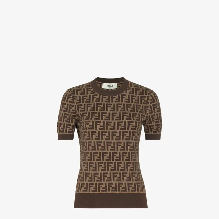 Fendi Knitwear Sweater Brown FF Cotton Sweater 8211 Women