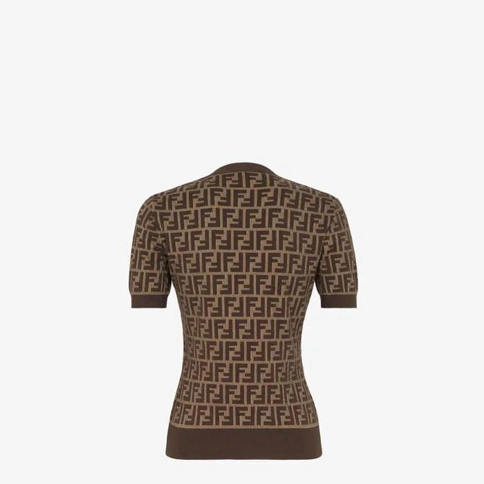 Fendi Knitwear Sweater Brown FF Cotton Sweater 8211 Women