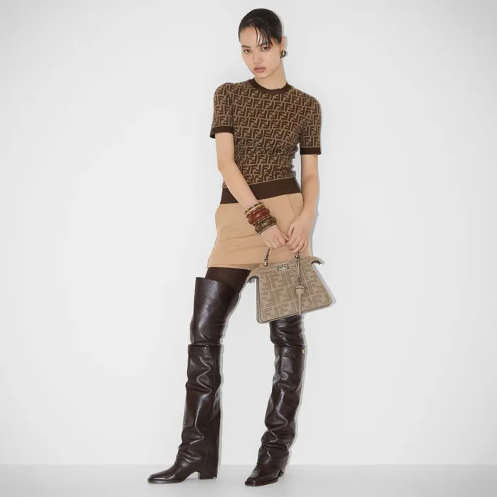 Fendi Knitwear Sweater Brown FF Cotton Sweater 8211 Women
