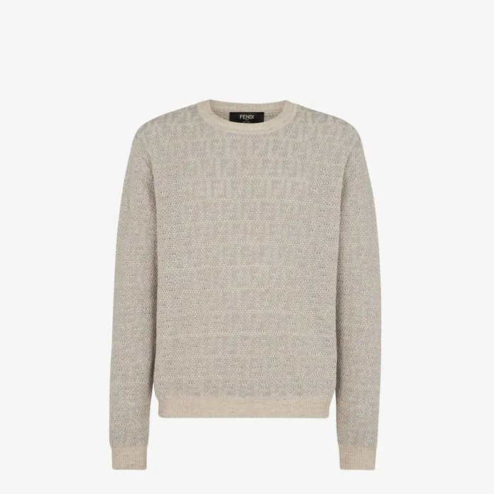 Fendi Knitwear Sweater Gray Linen Cotton And Silk Sweater 8211 Men