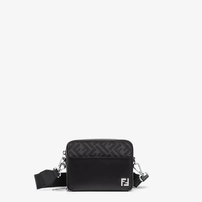 Fendi Messenger Bags Squared FF Camera Case Organizer Black Leather And FF Bag 8211 Men Fendi Messenger Bags Squared FF Camera Case Organizer Black Leather And FF Bag 8211 Men