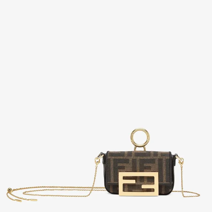 Fendi Miniature Bags Nano Baguette Charm Brown Fabric Charm 8211 Women