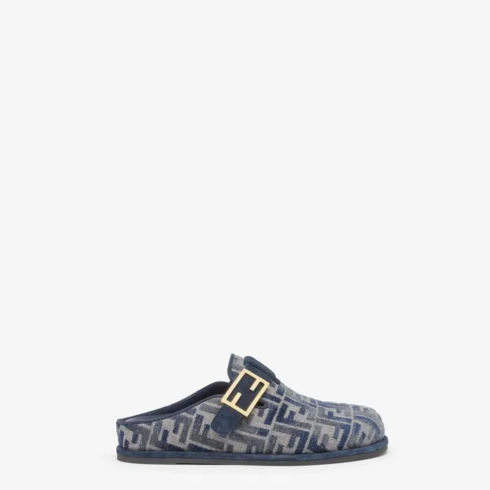 Fendi Mocassins and Loafers Fendi Feel Blue FF Denim Mules 8211 Women