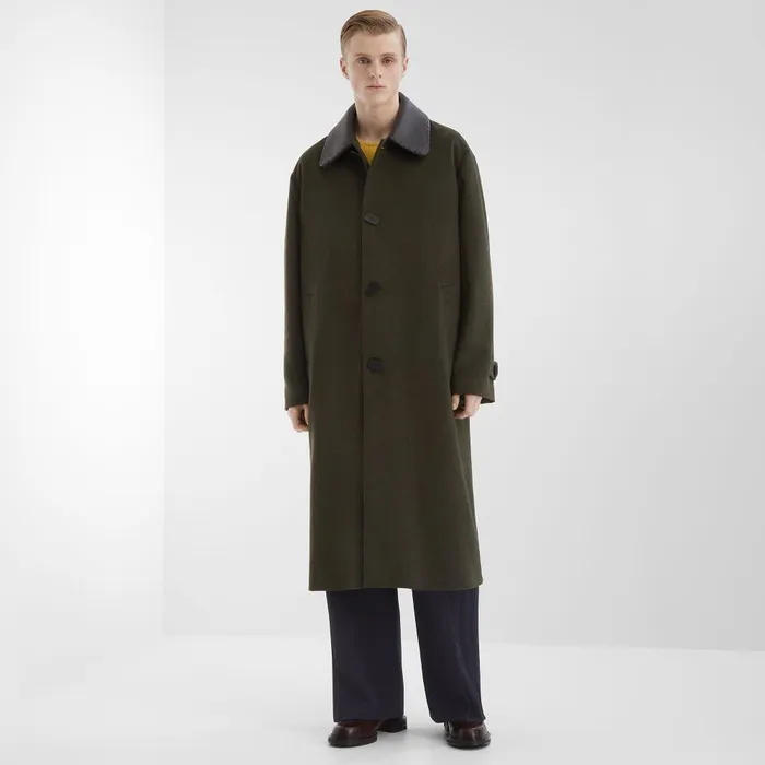 Fendi Outerwear Coat Green Mohair And Wool Coat 8211 Men