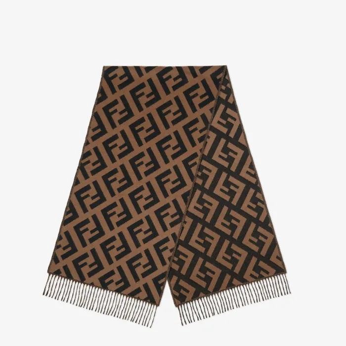 Fendi Scarves and Ponchos FF Scarf Brown Cashmere Scarf 8211 Women