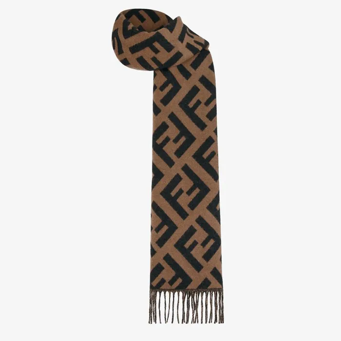 Fendi Scarves and Ponchos FF Scarf Brown Cashmere Scarf 8211 Women