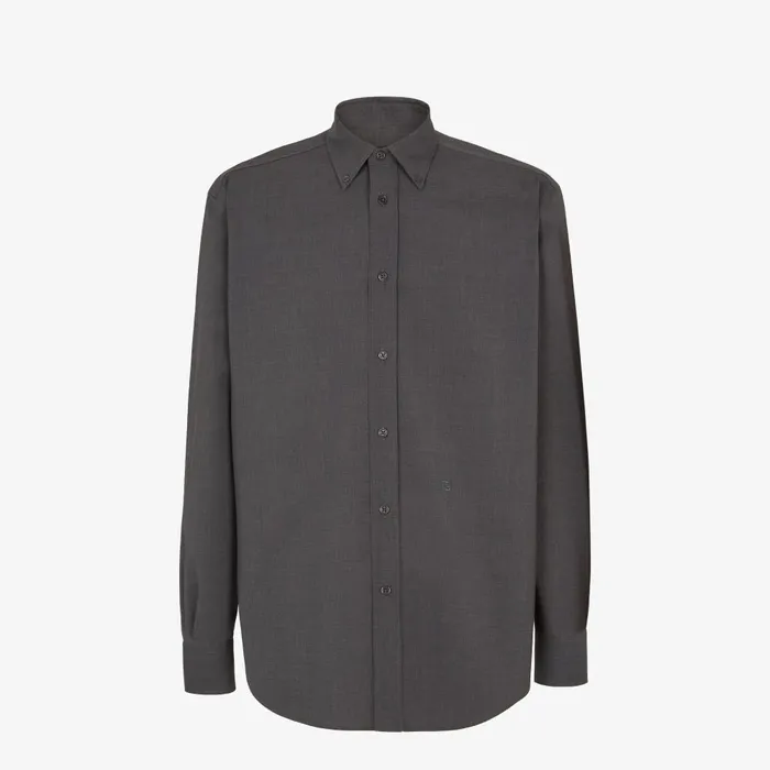 Fendi Shirts Shirt Gray Wool Shirt 8211 Men