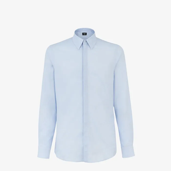 Fendi Shirts Shirt Light Blue Cotton Shirt 8211 Men