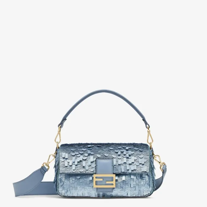 Fendi Shoulder and Crossbody Bags Baguette Bag Embroidered With Denimeffect Light Blue Sequins 8211 Women Fendi Shoulder and Crossbody Bags Baguette Bag Embroidered With Denimeffect Light Blue Sequins 8211 Women