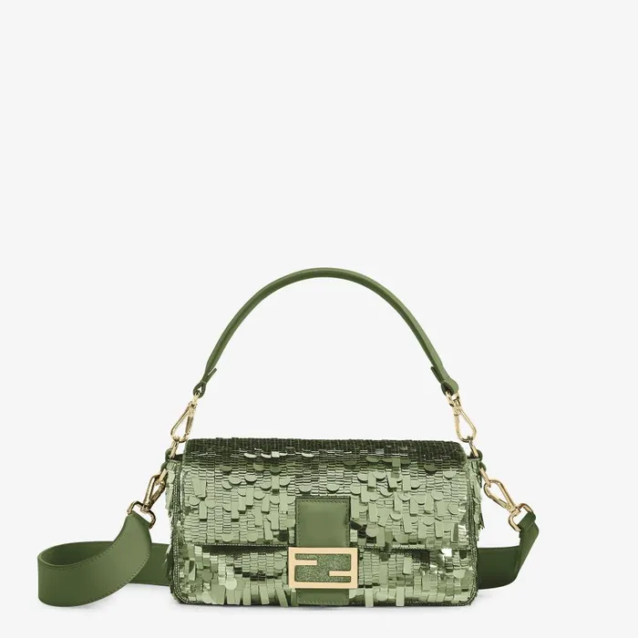 Fendi Shoulder and Crossbody Bags Baguette Bag Embroidered With Green Sequins 8211 Women Fendi Shoulder and Crossbody Bags Baguette Bag Embroidered With Green Sequins 8211 Women