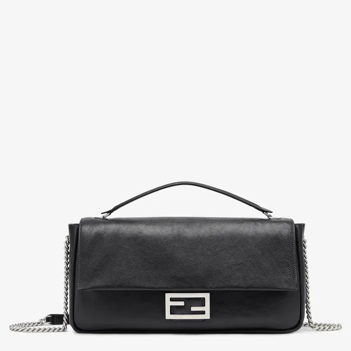 Fendi Shoulder and Crossbody Bags Baguette Chain Large Black Leather Bag 8211 Women Fendi Shoulder and Crossbody Bags Baguette Chain Large Black Leather Bag 8211 Women