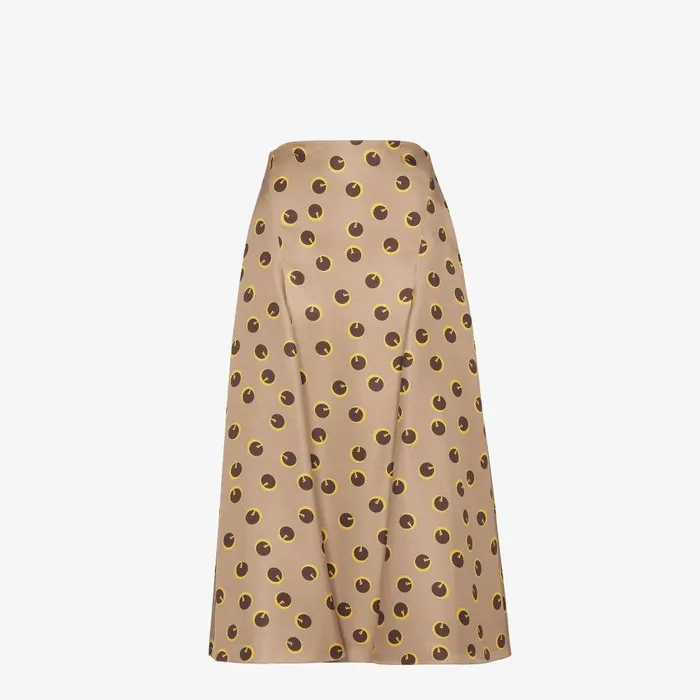 Fendi Skirts Skirt Brown Printed Silk Skirt 8211 Women