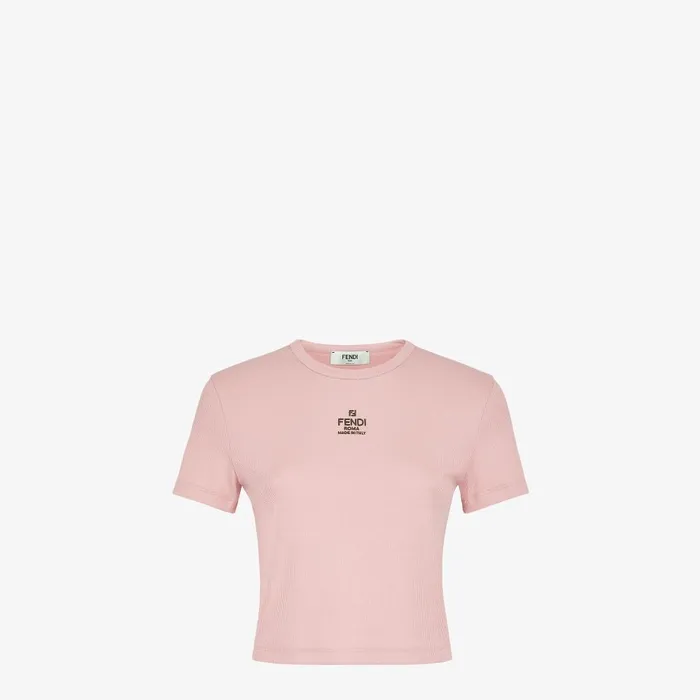 Fendi Tshirts and Sweatshirts Top Light Pink Cotton Sweater 8211 Women