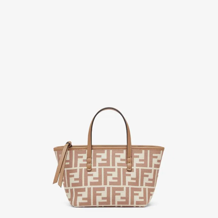 Fendi Tote Bags Mini Roll FF Beige Jacquard Mini Bag 8211 Women