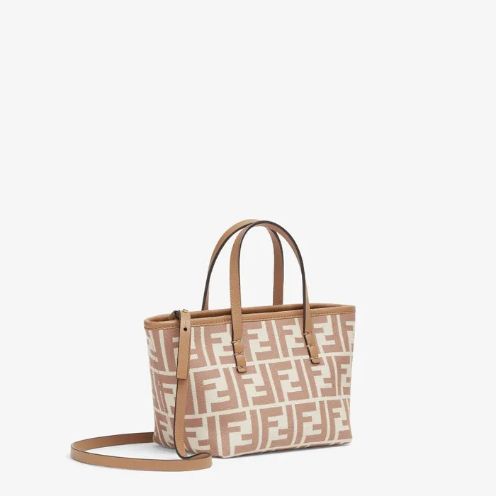 Fendi Tote Bags Mini Roll FF Beige Jacquard Mini Bag 8211 Women