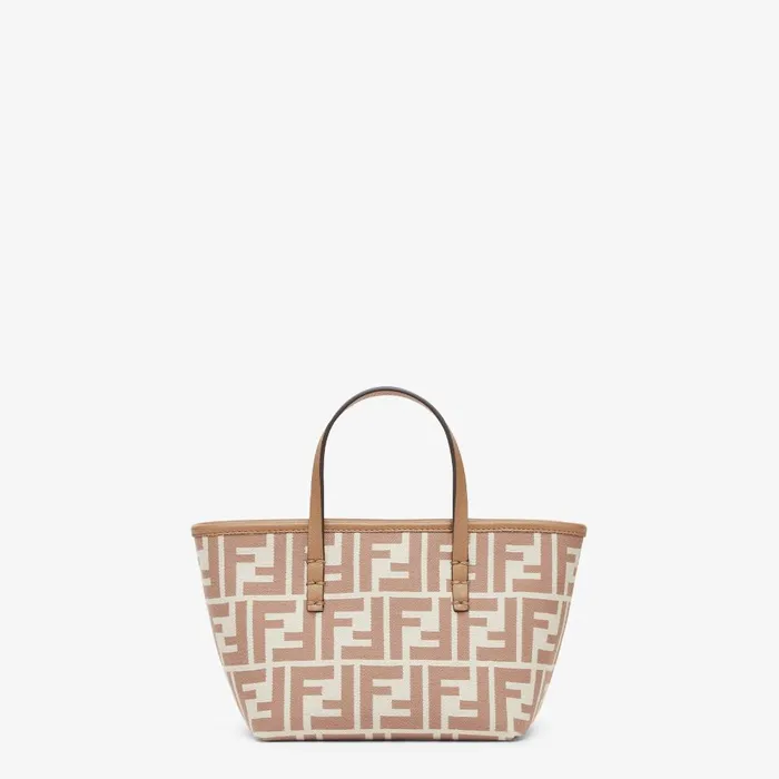 Fendi Tote Bags Mini Roll FF Beige Jacquard Mini Bag 8211 Women