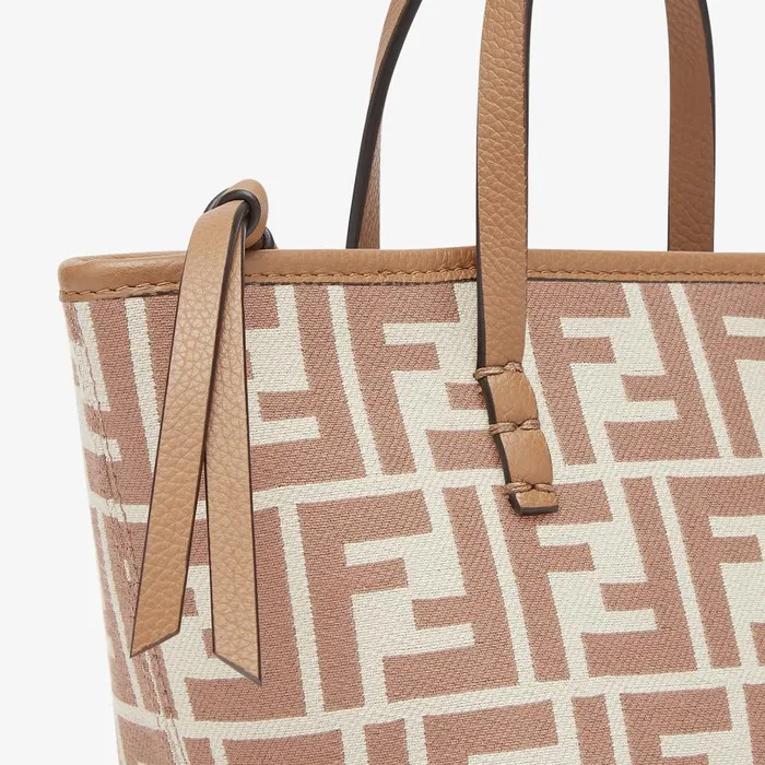 Fendi Tote Bags Mini Roll FF Beige Jacquard Mini Bag 8211 Women