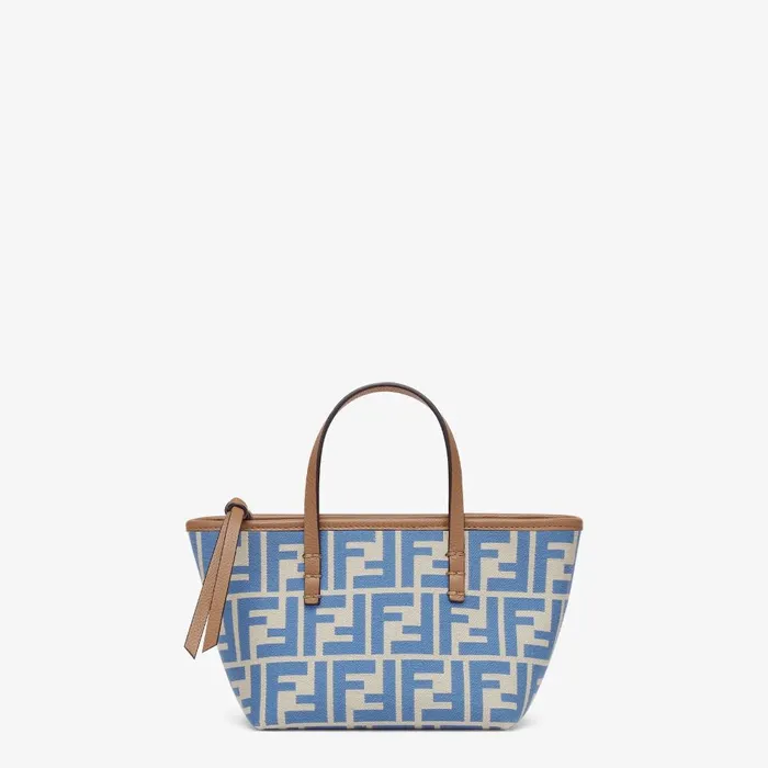 Fendi Tote Bags Mini Roll Light Blue FF Jacquard Mini Bag 8211 Women