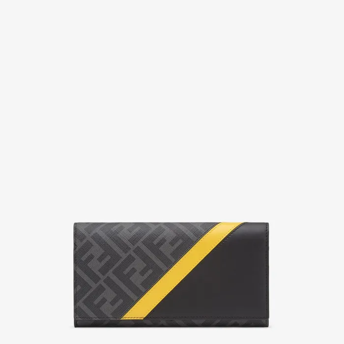 Fendi Wallets Continental Gray Fabric Wallet 8211 Men