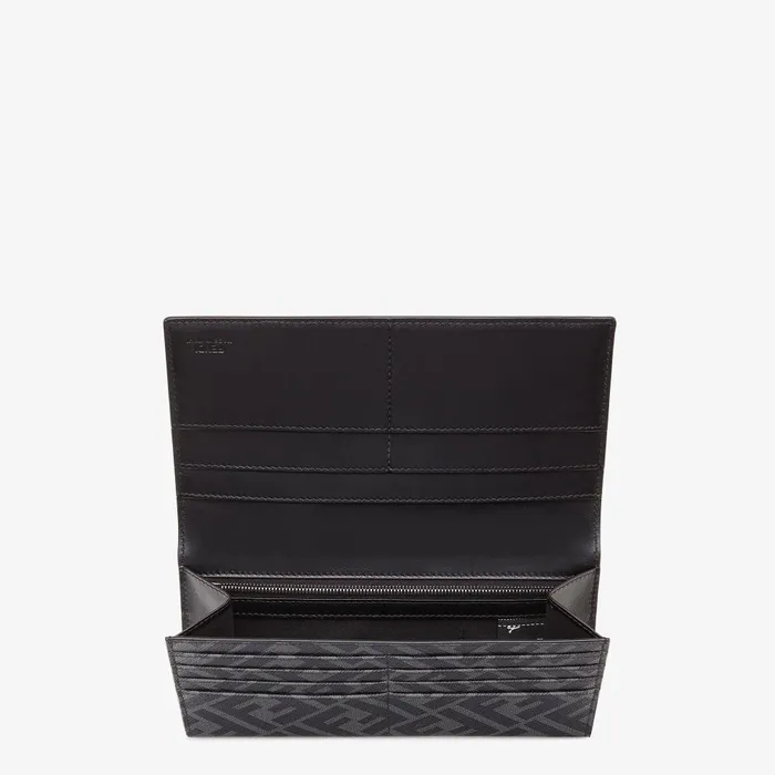 Fendi Wallets Continental Gray Fabric Wallet 8211 Men