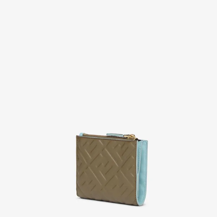 Fendi Wallets Slim Baguette Wallet Small Green Nappa Leather Wallet With FF Motif 8211 Women