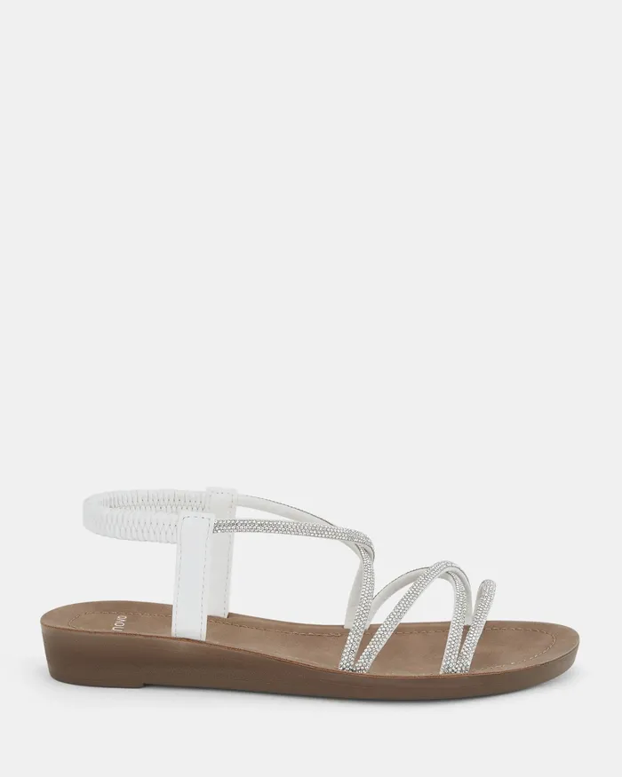 Flat Sandals NOVO Shoes Women SLAYA WHITE Strappy Sandals