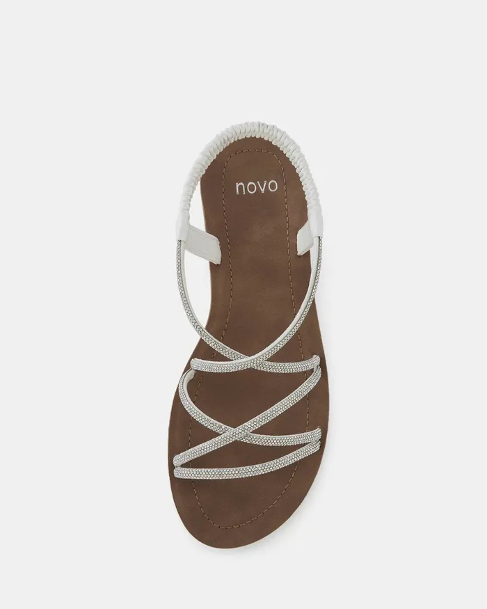 Flat Sandals NOVO Shoes Women SLAYA WHITE Strappy Sandals