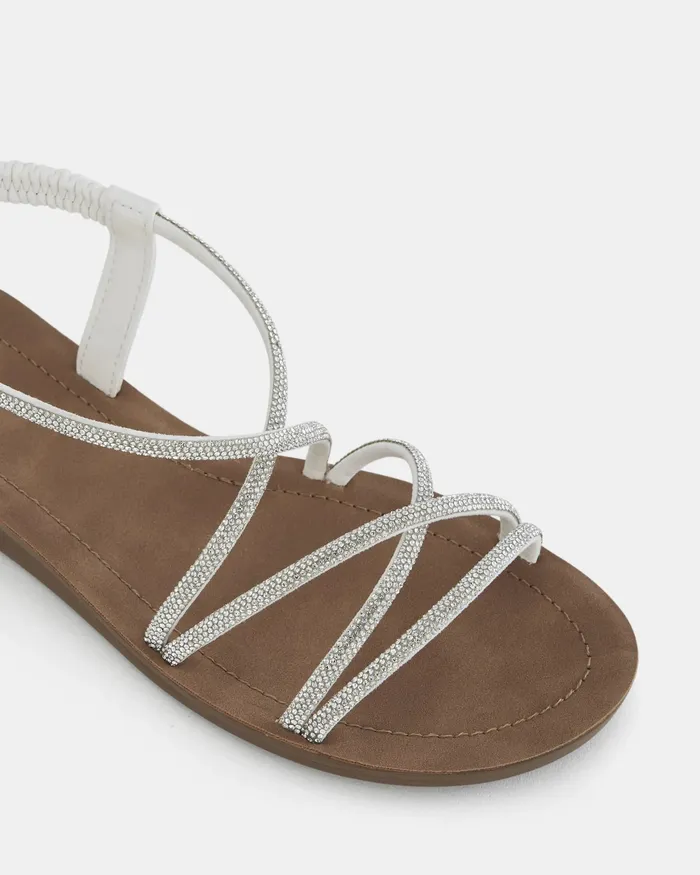 Flat Sandals NOVO Shoes Women SLAYA WHITE Strappy Sandals