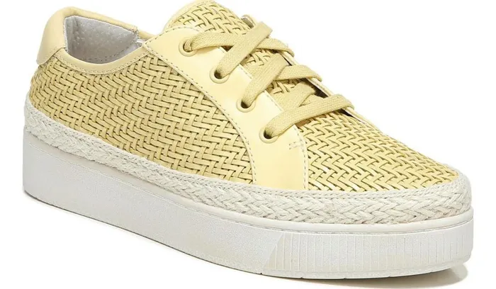 Flats Women Franco Sarto Franco Hyria Platform Sneaker Yellow Woven Leather