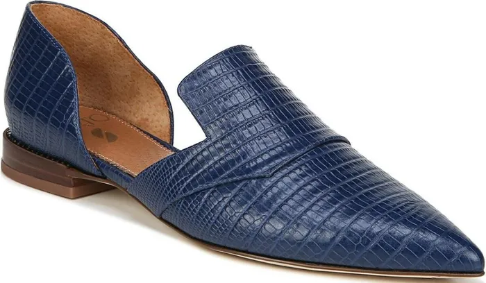 Flats Women Franco Sarto Sarto Toby D039Orsay Flat Navy Snake Print Leather