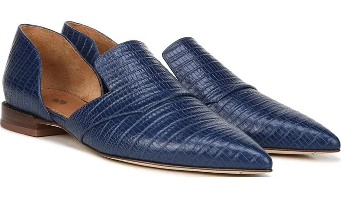 Flats Women Franco Sarto Sarto Toby D039Orsay Flat Navy Snake Print Leather