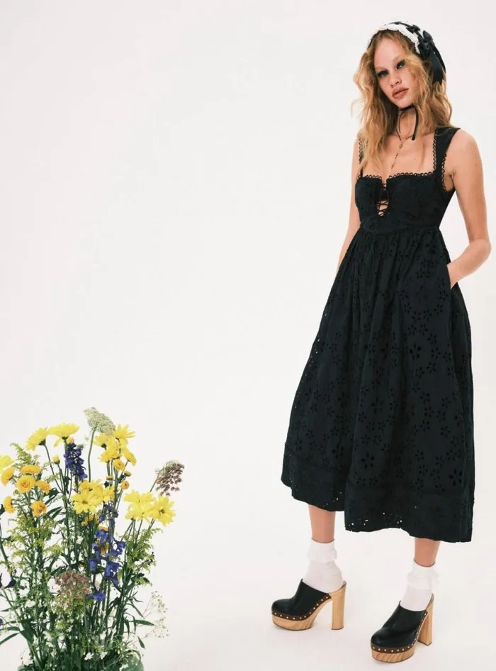 For Love and Lemons Dresses Nicola Midi Dress Black 8211 Women