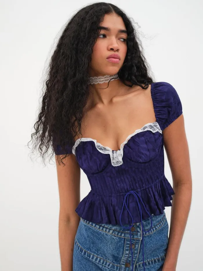 For Love and Lemons Tops Holland Top Blue 8211 Women