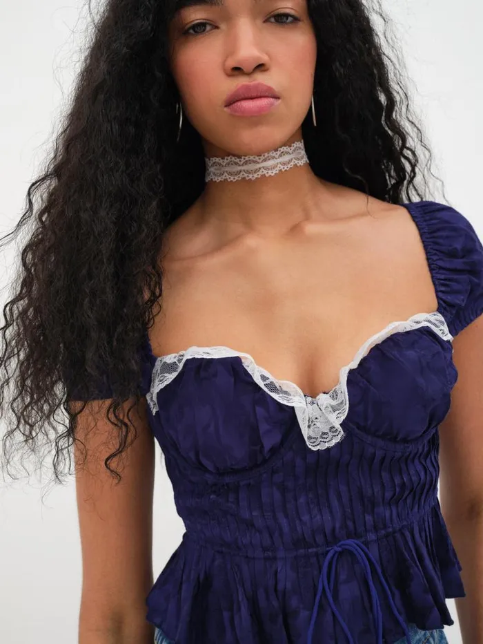 For Love and Lemons Tops Holland Top Blue 8211 Women For Love and Lemons Tops Holland Top Blue 8211 Women