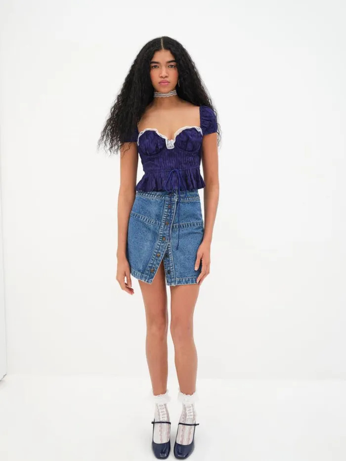 For Love and Lemons Tops Holland Top Blue 8211 Women For Love and Lemons Tops Holland Top Blue 8211 Women