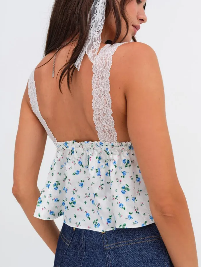 For Love and Lemons Tops Mary Rose Top Blue 8211 Women