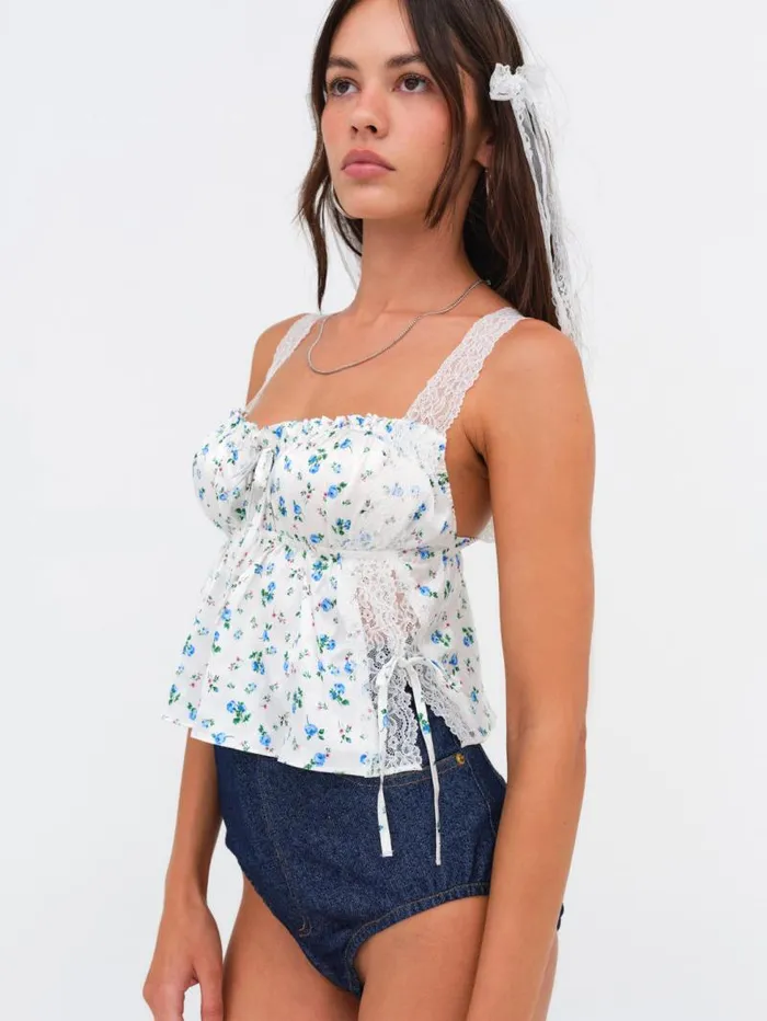 For Love and Lemons Tops Mary Rose Top Blue 8211 Women