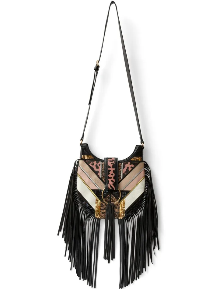 FRINGE DETAIL BAG Black Multi Women VENUS Handbags