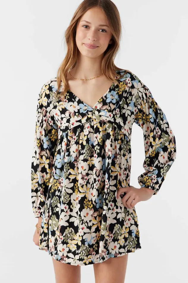 GIRL039S MARI CAMDEN FORAL LONG SLEEVE DRESS Black Kids O039NEILL Girl039S Clothing GIRL039S MARI CAMDEN FORAL LONG SLEEVE DRESS Black Kids O039NEILL Girl039S Clothing