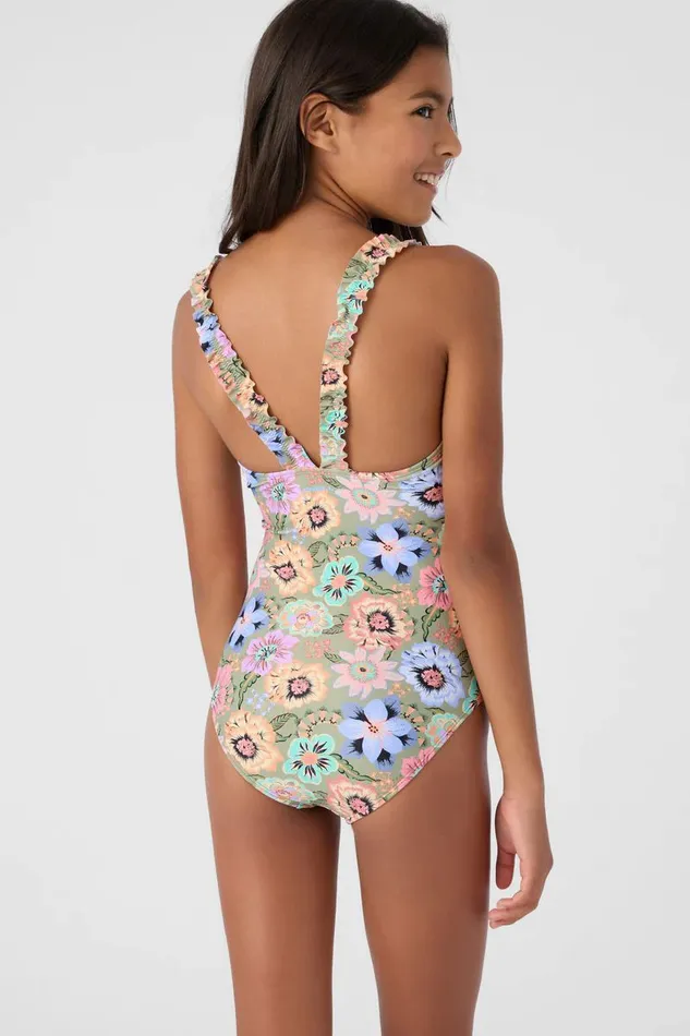 GIRL039S TALITHA FLORAL RUFFLE ONEPIECE Oil Green Women O039NEILL Girl039S Swim