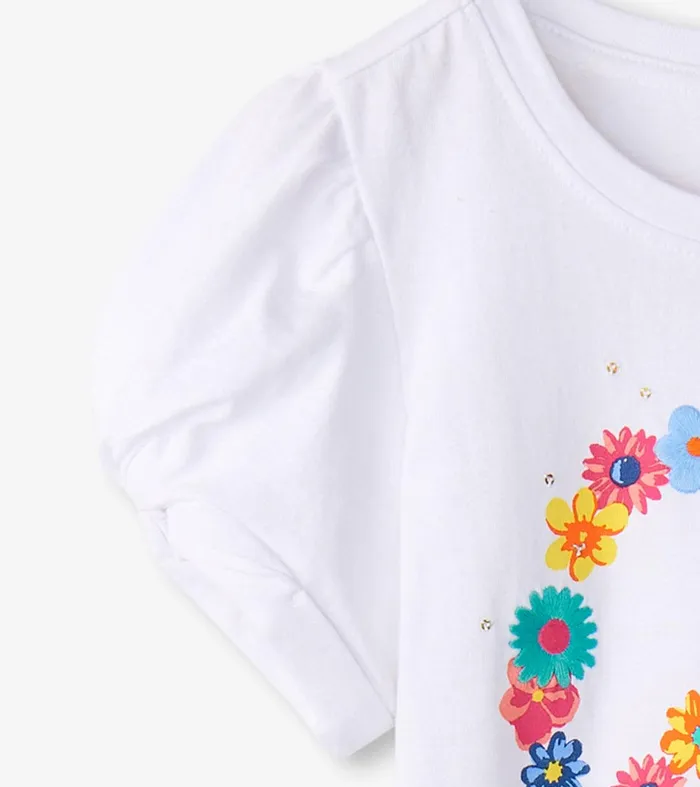 Girls Peace Flower Twisted Sleeve Tee Hatley