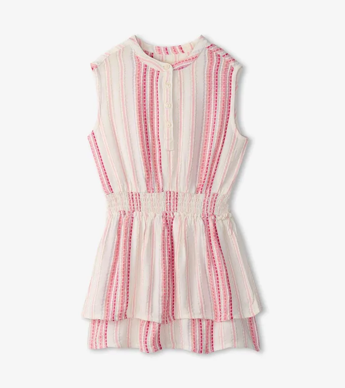 Girls Ribbon Stripe Smocked Waist Dress Hatley